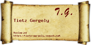 Tietz Gergely névjegykártya